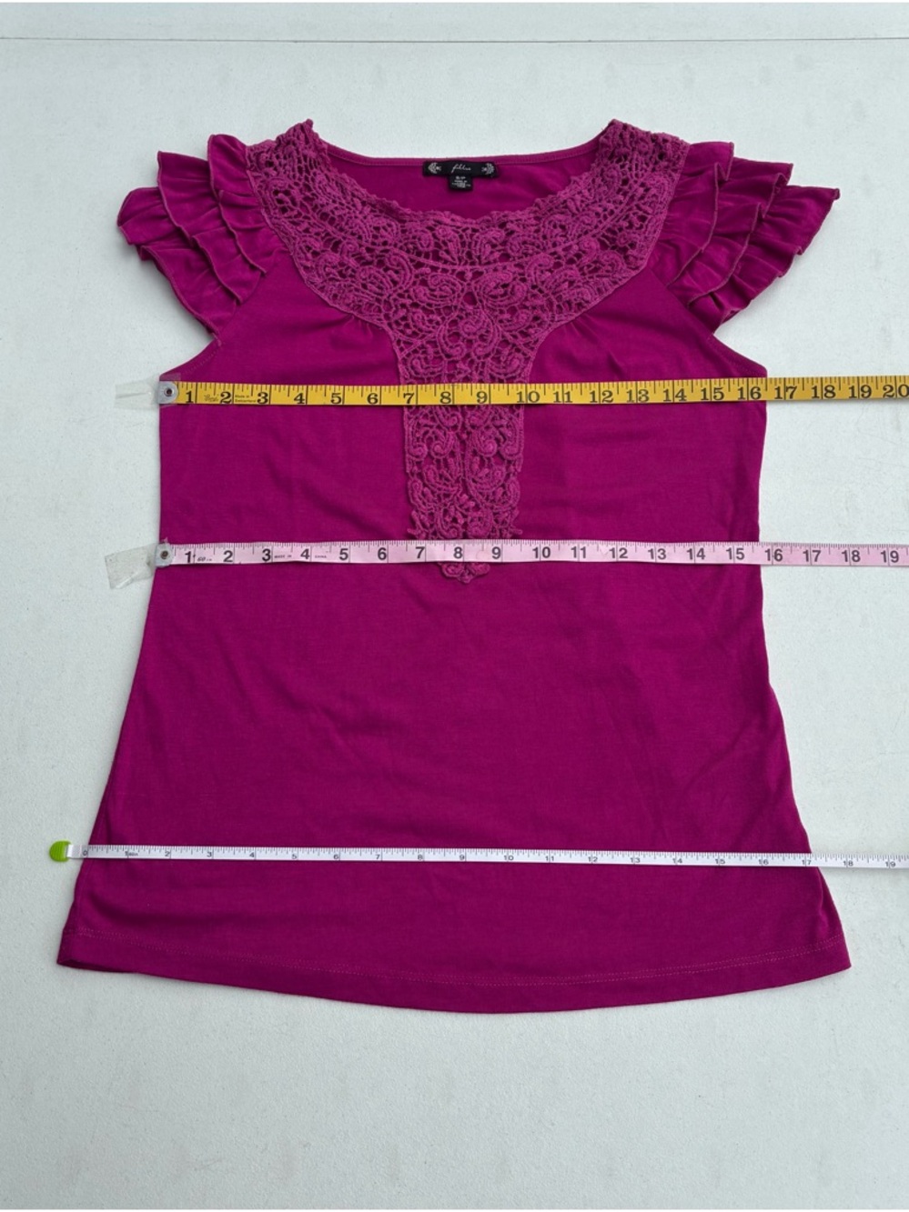 Magenta Ruffle Sleeve Top - Picture 6 of 7
